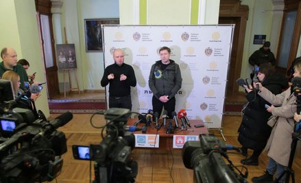 Maksym Kozycki, szef lwowskiej administracji wojskowej (z prawej)