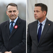 Szef MSZ Radosław Sikorski i prezydent Warszawy Rafał Trzaskowski