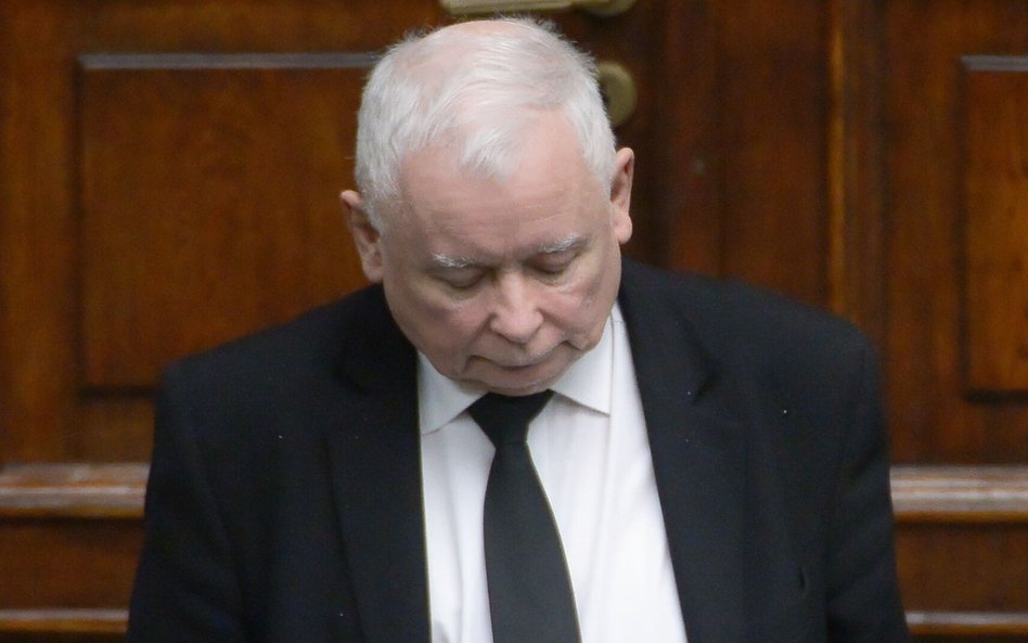 Prezes PiS Jarosław Kaczyński na sali obrad Sejmu