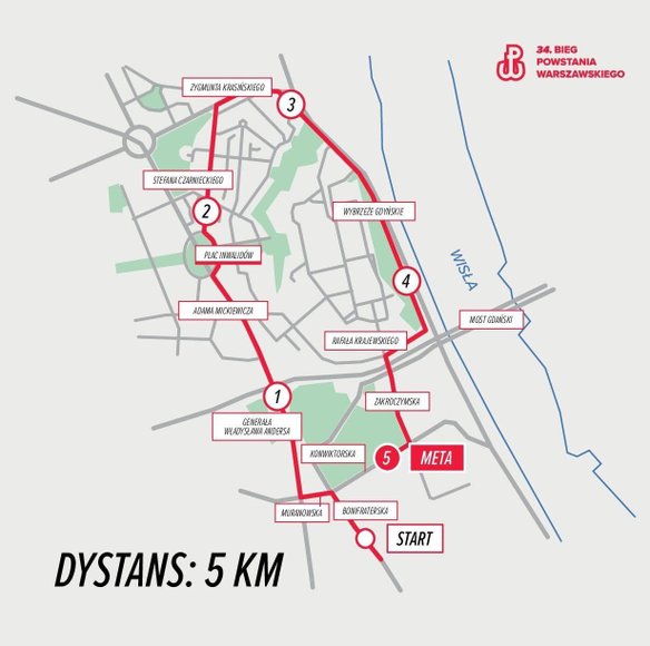 Trasa biegu na 5 kilometrów