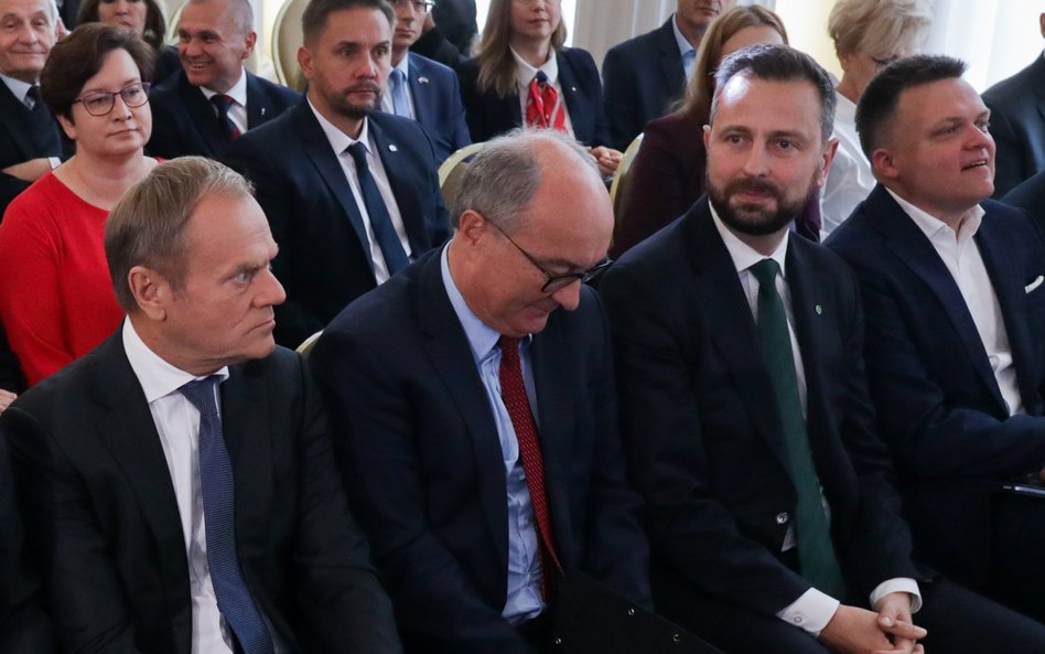 Liderzy partii opozycyjnych: Donald Tusk (PO), Włodzimierz Czarzasty (Nowa Lewica), Władysław Kosini