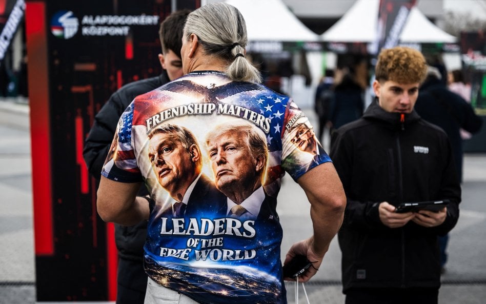 Uczestnik prawicowej konferencji CPAC w Budapeszcie na Węgrzech, 21 marca.