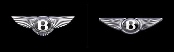 Nowy (po prawej) i stary (po lewej) logotyp Bentleya