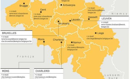 Adresy e-mailowe inspektoratów pracy w Belgii