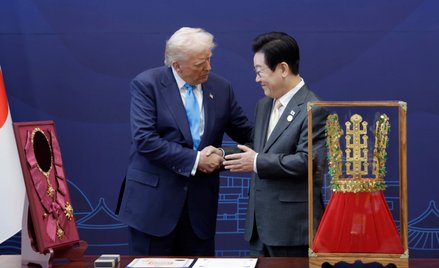 Prezydent USA Donald Trump i prezydent Korei Południowej Lee Jae Myungiem