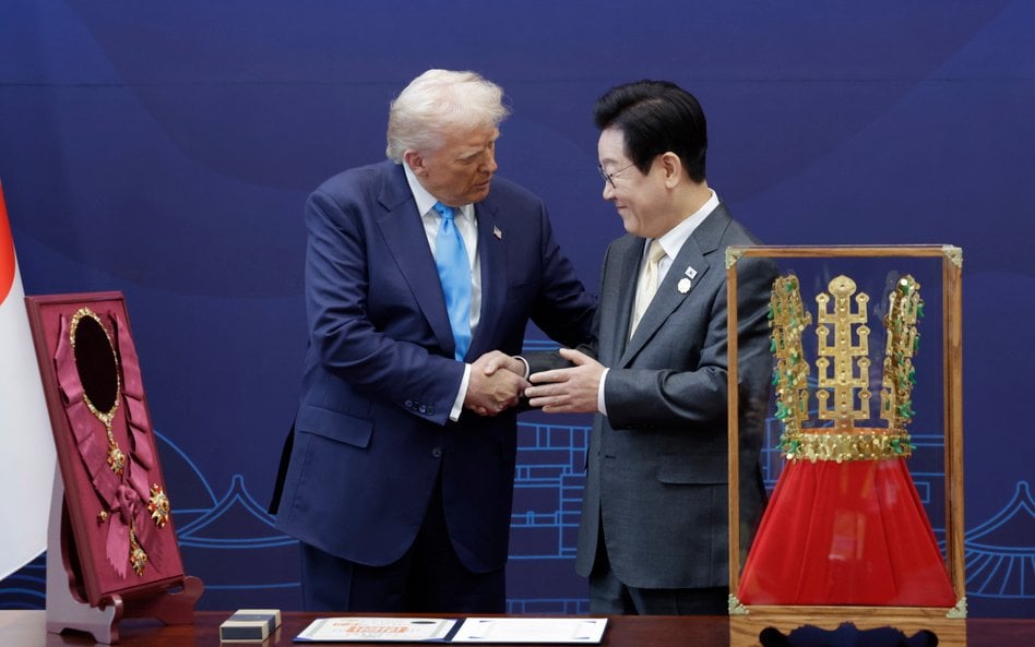 Prezydent USA Donald Trump i prezydent Korei Południowej Lee Jae Myungiem