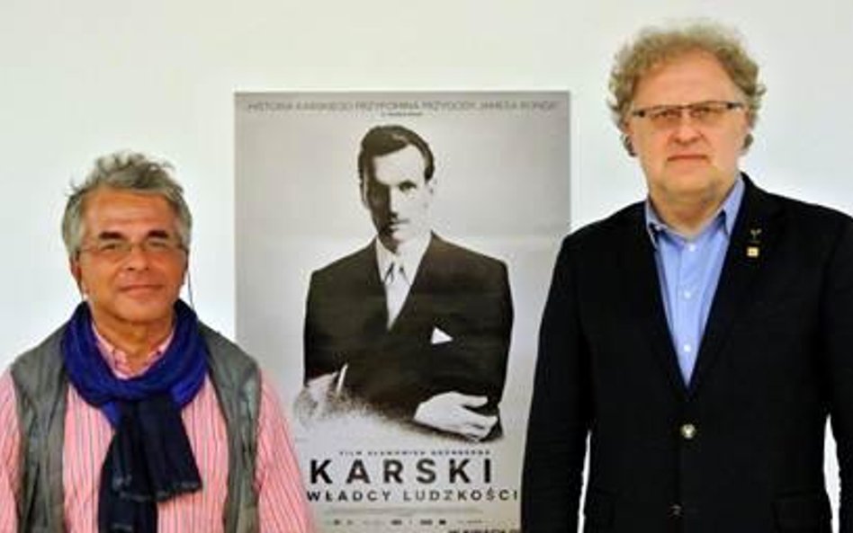 Sławomir Grünberg, reżyser i Dariusz Jabłoński, producent filmu "Karski i władcy ludzkości"