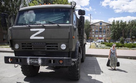 Rosyjska ciężarówka wojskowa w Melitopolu