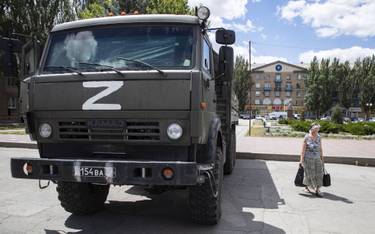 Rosyjska ciężarówka wojskowa w Melitopolu