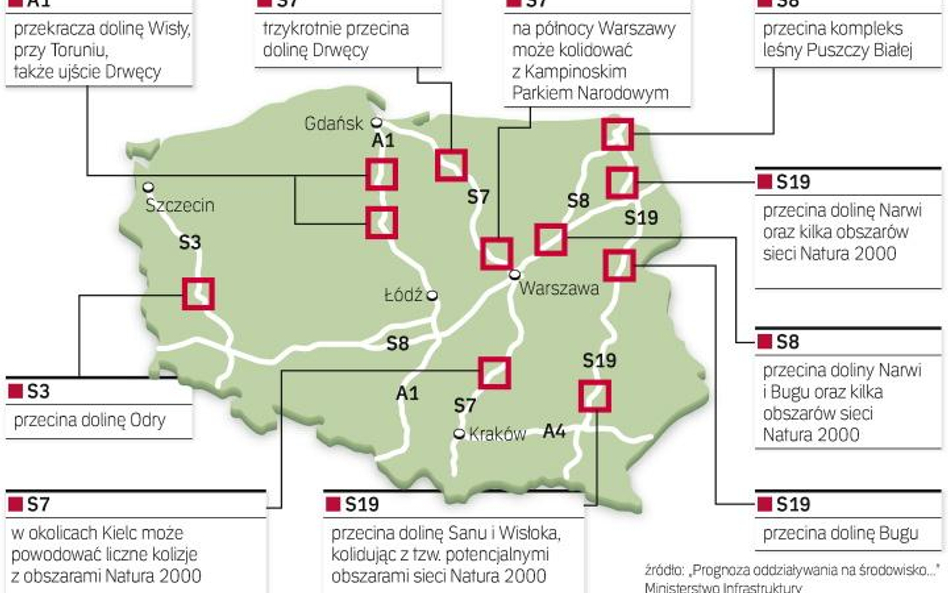 Mapa ekoproblemów przy budowie polskich dróg