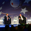 Uczestnicy dyskusji (od lewej): Gorge Iwanow, prezydent Republiki Macedonii, Andrzej Duda, prezydent
