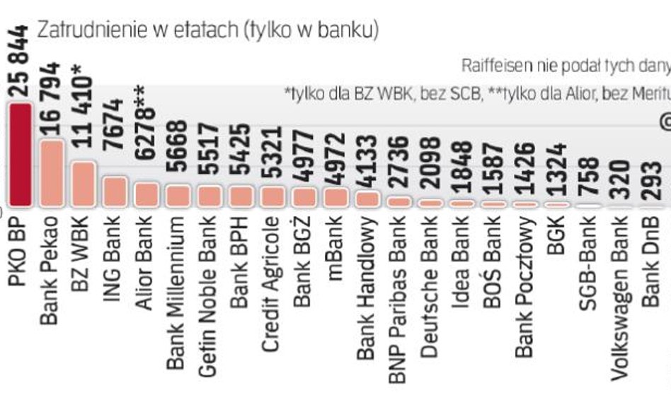 Zatrudnienie zależy od wielkości i profilu banku