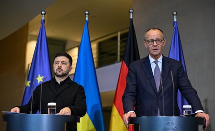 Prezydent Ukrainy Wołodymyr Zełenski i kanclerz Niemiec Friedrich Merz