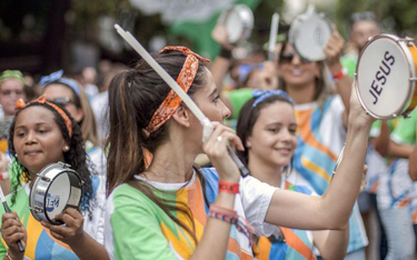 Grupa ewangelikalna promuje swoją wiarę podczas karnawału w Rio de Janeiro
