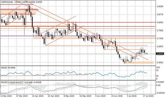 Wykres dzienny USDPLN