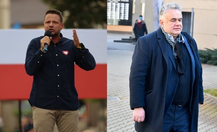 Prezydent m.st. Warszawy i wiceprzewodniczący Platformy Obywatelskiej Rafał Trzaskowski (L) oraz red