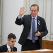 Marszałek Senatu Tomasz Grodzki (P) (P) na sali obrad Senatu w Warszawie