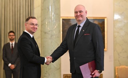 Prezydent RP Andrzej Duda podczas uroczystości powołania Bogdana Święczkowskiego na stanowisko preze