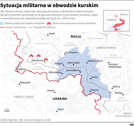 Sytuacja militarna w obwodzie kurskim (stan na 22 sierpnia na godzinę 15)