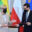 Premier Mateusz Morawiecki i premier Litwy Ingrida Szimonyte po zakończeniu polsko-litewskich konsul