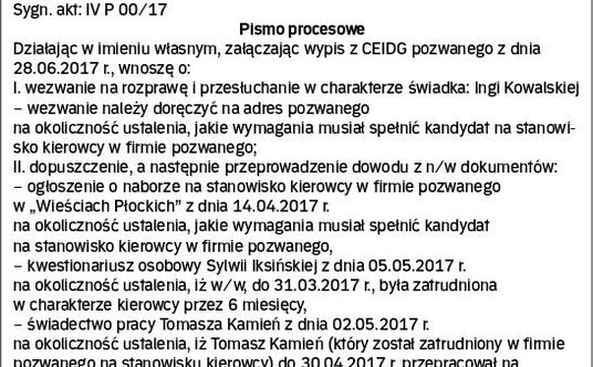 Wzór pisma procesowego