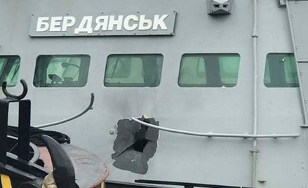 Zdjęcie okrętu &#8222;Berdiańsk&#8221; wykonane po zajęciu przez Rosjan