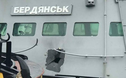 Zdjęcie okrętu &#8222;Berdiańsk&#8221; wykonane po zajęciu przez Rosjan
