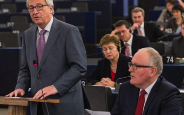 Jean-Claude Juncker szef Komisji Europejskiej (z lewej) ipierwszy wiceprezes Komisji Frans Timmerman