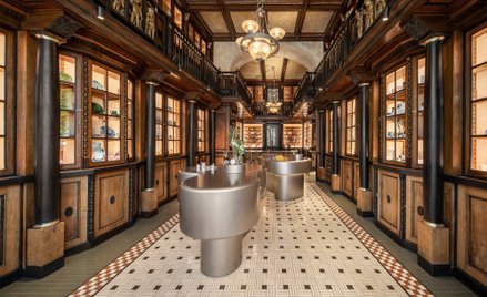 Dawna Apteka Mariacka znajduje się na parterze pierwszego lwowskiego „drapacza chmur”, słynnego Gmac