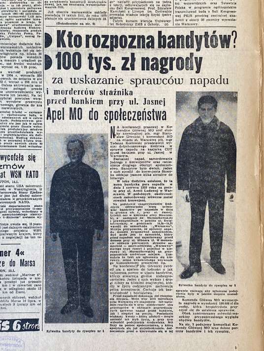 W gazetach milicja zamieszczała apele „do społeczeństwa” – w zamian za informacje MO oferowała nagro