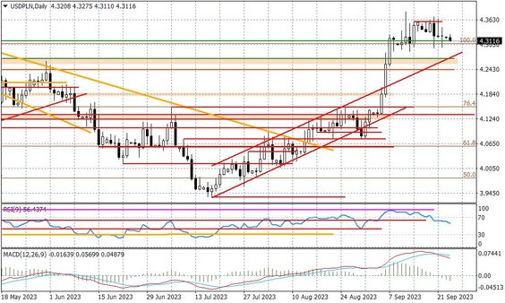 Wykres dzienny USDPLN