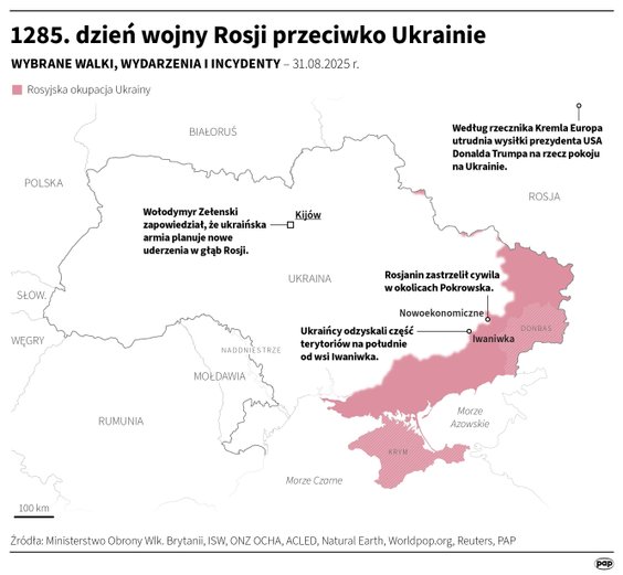 Tak wyglądała sytuacja na froncie na Ukrainie w 1285 dniu wojny