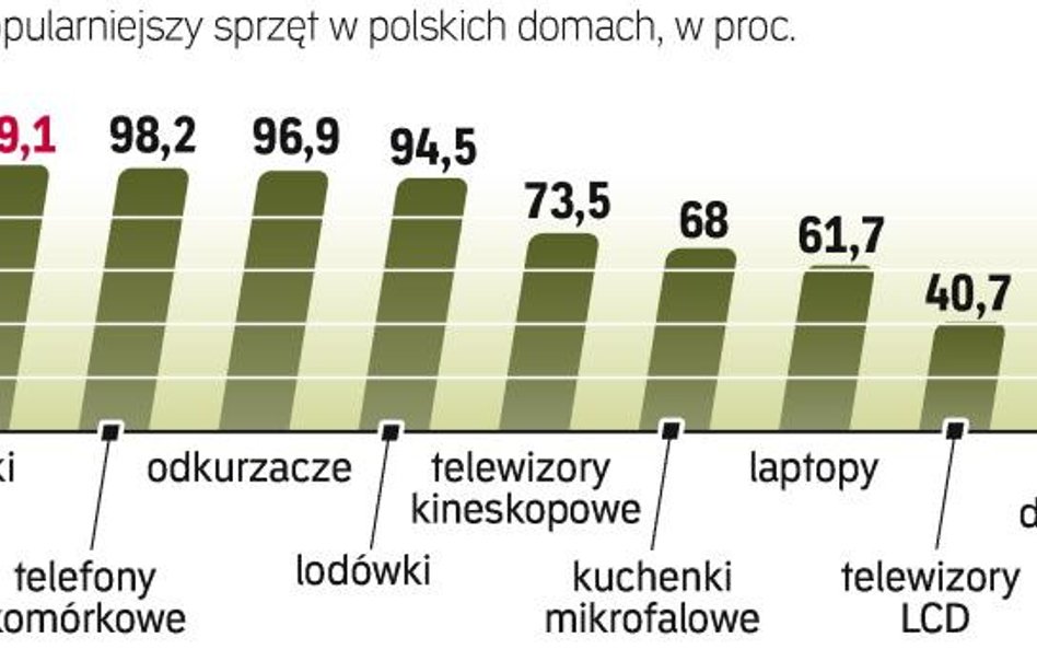 Nasycenie telewizorami LCD i laptopami jest niskie. W domach jest też 6 mln sztuk sprzętu AGD starsz