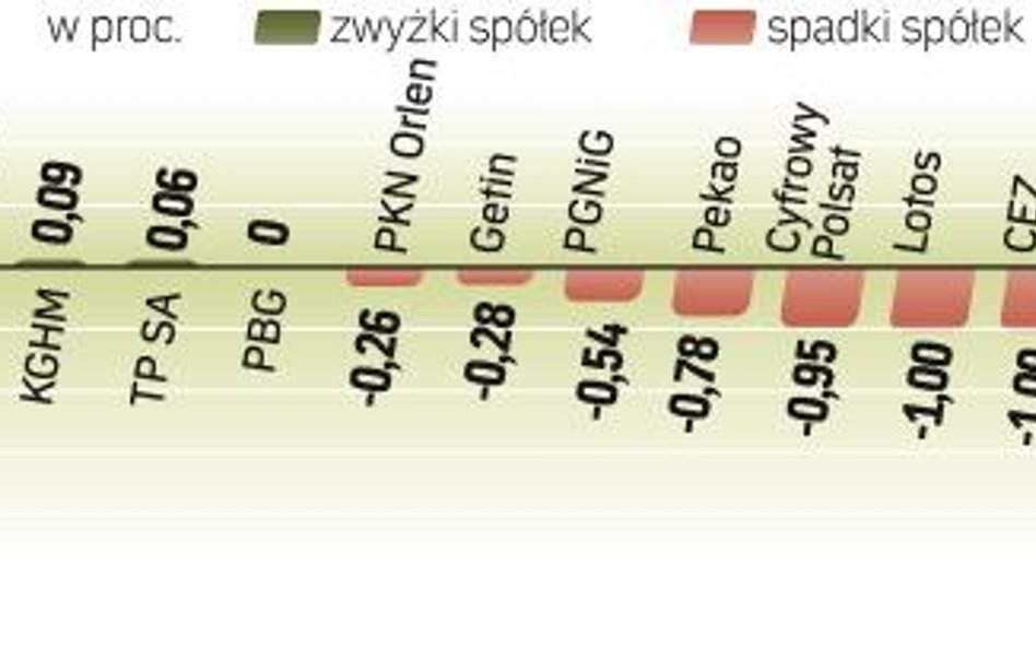 WIG20, który w ciągu dnia notowany był na najwyższym poziomie w tym roku, ostatecznie spadł o 0,4 pr