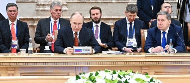 Władimir Putin podczas posiedzenia Rady Najwyższej EUG w Mińsku