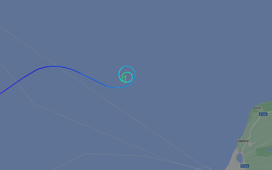 Ostatni fragment trasy samolotu zarejestrowany przez serwis Flightradar24