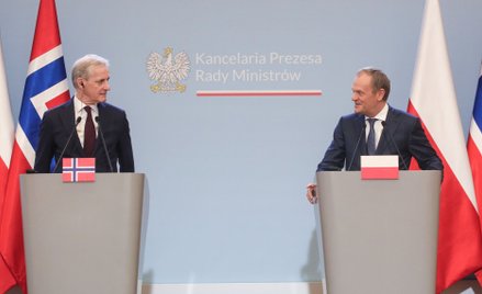Donald Tusk w czasie konferencji z premierem Norwegii