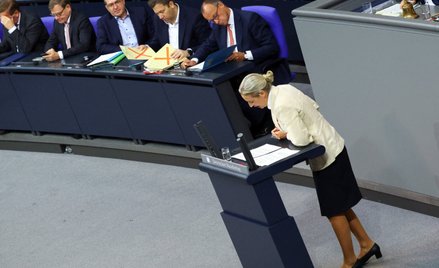 Alice Weidel, współprzewodnicząca AfD. Mało kto umie w Niemczech przemawiać tak jak ona