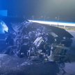 Wypadek na A1. Na zdjęciu: uszkodzony samochód BMW serii 8