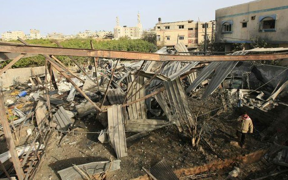 Zbombardowane domy w Strefie gazy