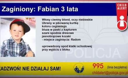 Komunikat w sprawie uprowadzenia trzyletniego Fabiana