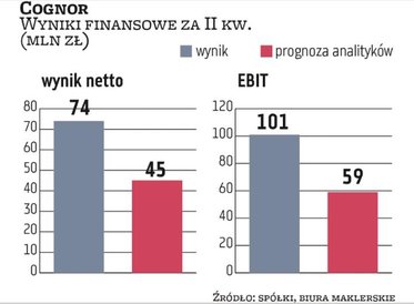 Cognor pochwalił się rekordowymi zyskami w II kwartale, znacząco przewyższającymi oczekiwania analit