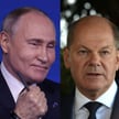 Prezydent Rosji Władimir Putin i kanclerz Niemiec Olaf Scholz