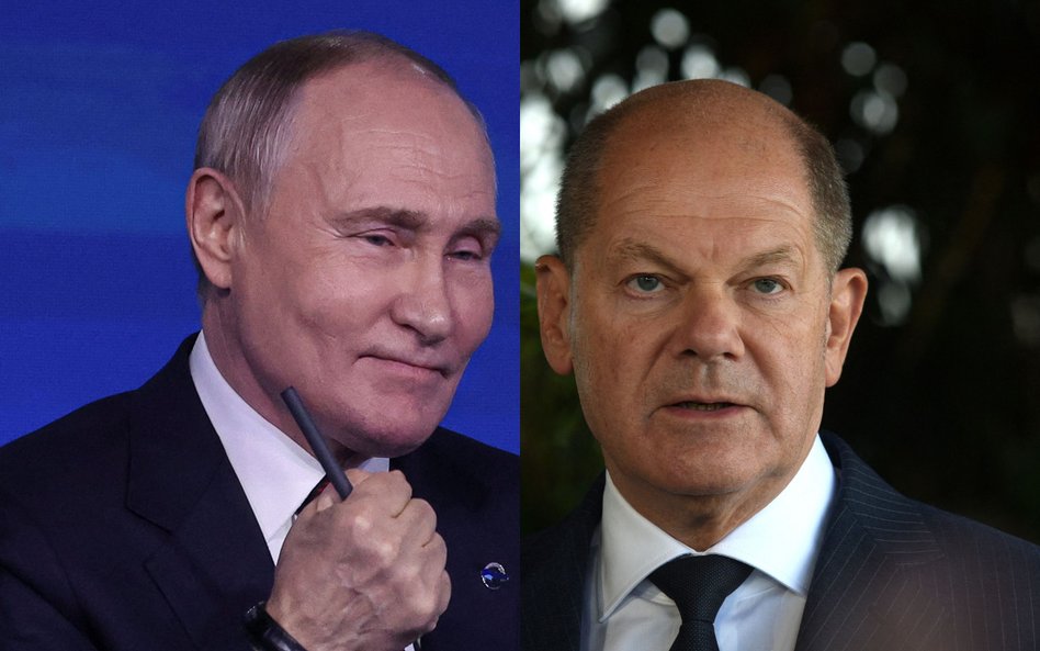 Prezydent Rosji Władimir Putin i kanclerz Niemiec Olaf Scholz