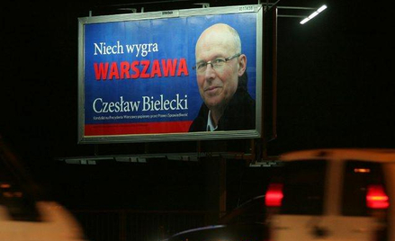 Popierany przez PiS Czesław Bielecki ma plakaty bez logo partii