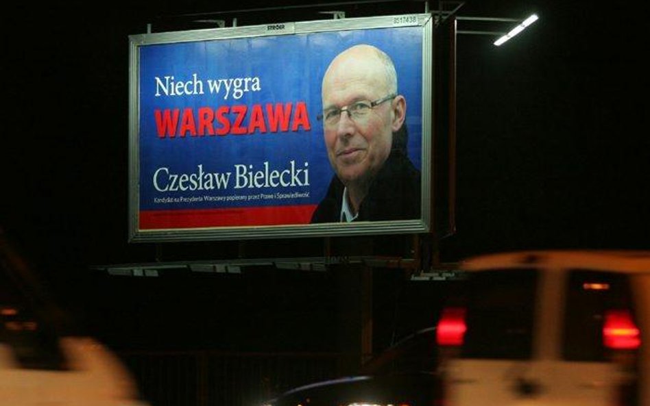 Popierany przez PiS Czesław Bielecki ma plakaty bez logo partii