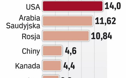 Stany Zjednoczone liderem wydobycia