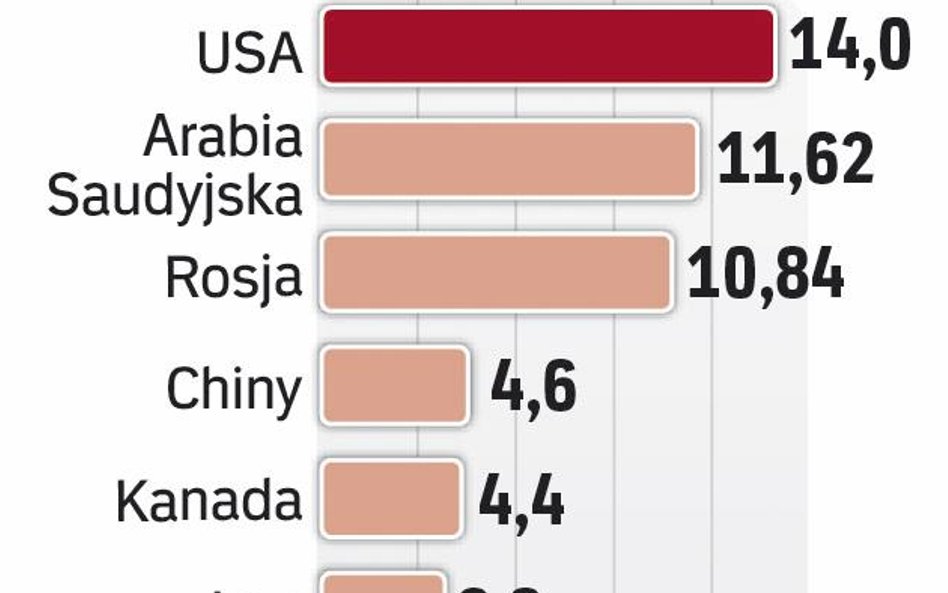 Stany Zjednoczone liderem wydobycia