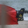 Wojskowy bezzałogowiec na plaży w Rusinowie