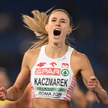 Natalia Kaczmarek cieszy się ze zwycięstwa na mecie finałowego biegu 400 m, podczas lekkoatletycznyc